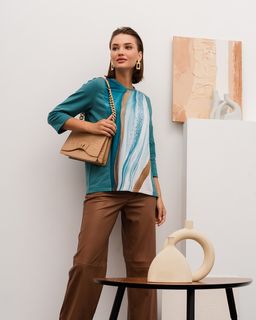 авторский лонгслив с принтованной вставкой - Elena sorti фото 6