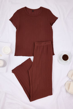 Beyaz %100 Pamuklu Cicekli Baby Overloklu Fitilli/Pointel Orme Pijama Tak?m? THMSS26PT00012 - Trendyolmilla фото 19