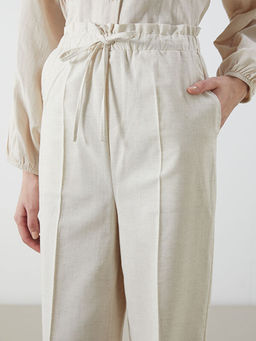 Beli Lastikli Keten Kar???ml? Kad?n Pantolon
