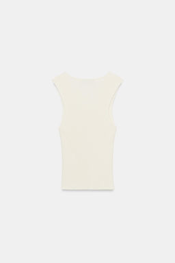 TOP RIB PUNTO ESCOTE PICO / Blanco - Zara фото 4