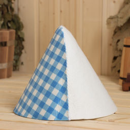 Шапка для бани Клетка голубая принт - Добропаровъ фото 2