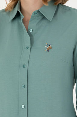 Женская мятная базовая рубашка с длинным рукавом - U.s. polo assn фото 21