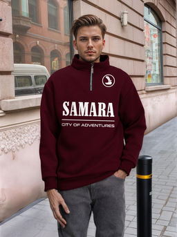 Толстовка мужская с зип-воротником "Samara" бордо