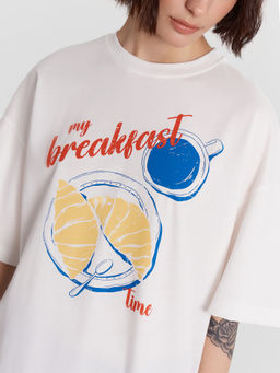 Футболка женская белая с принтом my breakfast time - Mark formelle фото 4