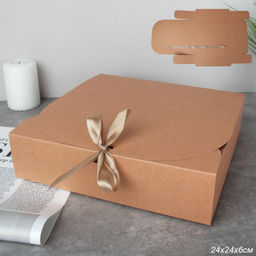 Коробка подарочная складная 24*24*6 см / 0519-8/C /уп 12/600/крафт