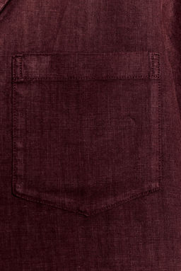 CAMISA LINO 100% BOLSILLO ZW COLLECTION / Vino - Zara фото 8