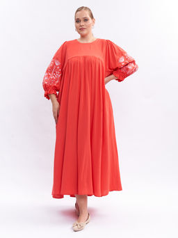 Платье А-силуэта с вышивкой PP29004RED32