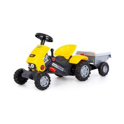 Каталка-трактор с педалями Turbo-2 (жёлтая) с полуприцепом