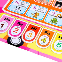 Плакат обучающий «Моя обучающая таблица», 8 режимов, 2 языка: русский и английский, розовый