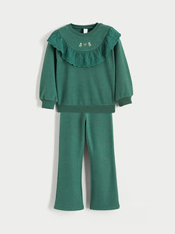 Bebe Yaka K?z ?ocuk Sweatshirt ve Tayt Pantolon