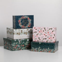 Набор подарочных коробок 5 в 1 «Зима время чудес», 32.5 х 20 х 12.5 - 22 х 14 х 8.5 см, Новый год