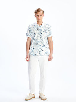 Polo Yaka K?sa Kollu Desenli Erkek Ti??rt