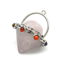 Маятник 7 чакр для принятия решений 33*47мм с розовым кварцем