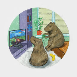 Салфетки сервировочные кухонных Доляна Капибары геймеры, d=36 см, 2 шт, настольное покрытие