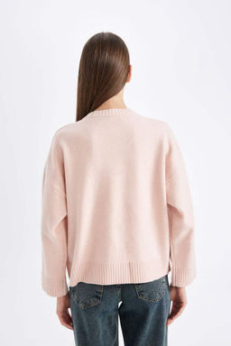 Свитер оверсайз с круглым вырезом - Defacto фото 5