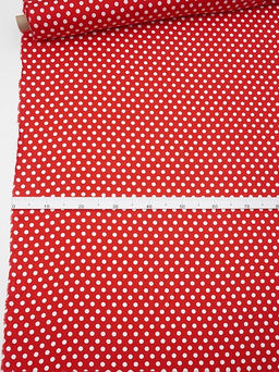 Штапель Белый горох (11мм) цв.красный, ш.1.45м, вискоза-100%, 95гр/м.кв - Купава фото 5