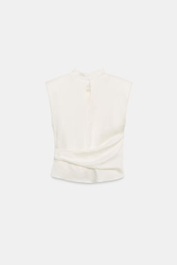 TOP SATINADO HOMBRERAS NUDO / Crudo - Zara фото 6