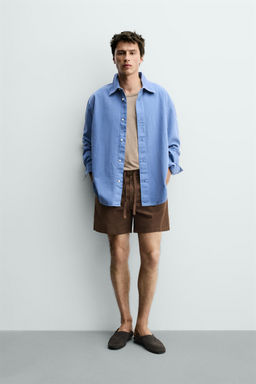 BERMUDA RELAXED FIT ALGOD?N - LINO / Beige claro