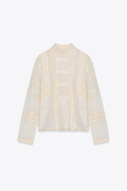 ZW COLLECTION ROMANTIC LACE BLOUSE - Zara фото 5