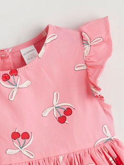 ?ilek Bask?l? F?rf?rl? K?z ?ocuk Poplin Elbise