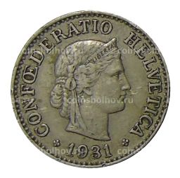 Монета 10 раппенов 1931 года Швейцария
