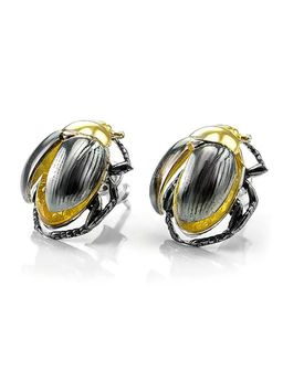 Необычные серебряные серьги с натуральным лимонным янтарём Скарабей - Амберхолл фото 3