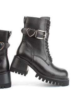 01- GZ6115-G71 BLACK Ботинки демисезонные женские (натуральная кожа)