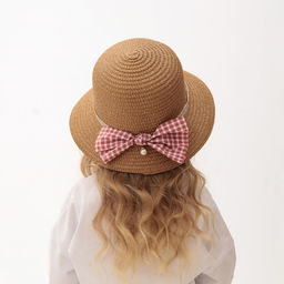 Шляпа для девочки MINAKU с бантом, коричневая, размер 52