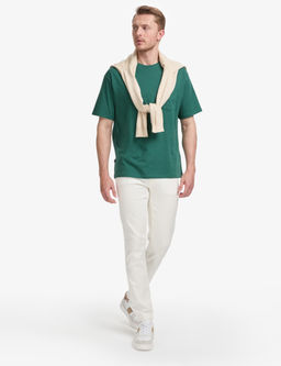 Koyu Ye_il Comfort Fit %100 Pamuk Bisiklet Yaka Basic Ti__rt