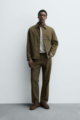 TEXTURED COTTON TROUSERS