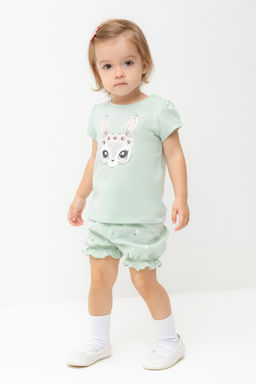 КР 400683/пастельно-зеленый,милые цветочки к543 шорты