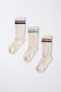 PACK TRES CALCETINES ALTOS RAYA DEPORTIVA / Beige vigor? - Zara фото 4