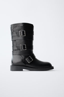 BUCKLED LEATHER BOOTS - Zara фото 2