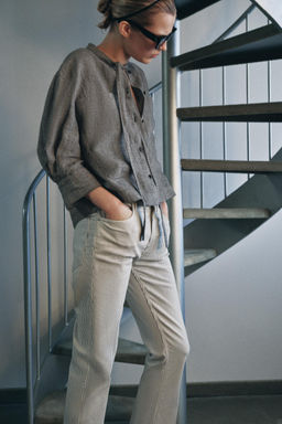 JEANS ZW COLLECTION BOOTCUT CROPPED FLARE TIRO MEDIO / Crudo / Vigor? - Zara фото 4