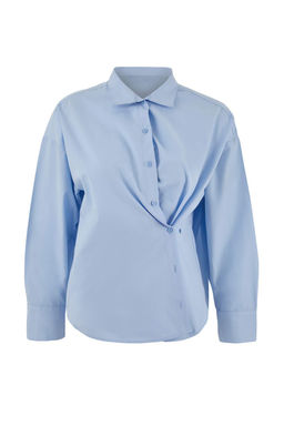 Trendyol Studio Beyaz Ayarlanabilir Oversize Asimetrik Pamuklu Poplin Gomlek TWOAW26GO00106 - Trendyolmilla фото 5