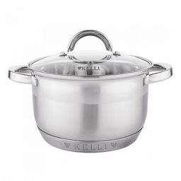 Кастрюля из нержавеющей стали "Kelli" 6,6л, д24см, h14,5см, стеклянная крышка, пароотвод, 9-ти слойное капсульное дно, зеркальная и матовая полировка, термостойкие клепаные ручки не нагреваются (Китай) Подходит для всех видов плит