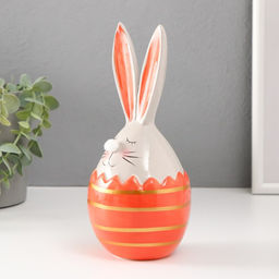 Фигурка керамика Кролик в яйце с полосками, серо-оранжевый, 9.2?9?20.5 см