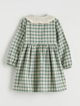 Bebe Yaka Ekose Flanel K?z ?ocuk Elbise