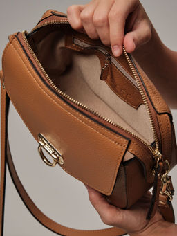 Сумка кожаная через плечо Azaro 3684 коричневый лист