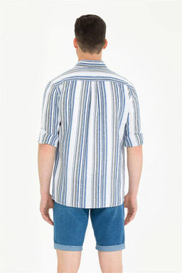 Мужская белая рубашка в полоску Saks - U.s. polo assn фото 5