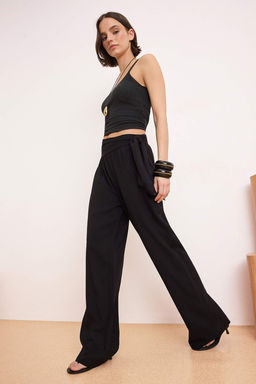 Siyah Beli Sal Baglamal? Rahat Kesim Genis Paca Pantolon TWOSS26PL00116 - Trendyolmilla фото 7