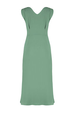 TRENDYOLMILLA Siyah Dugmeli Kolsuz Midi Dokuma Gomlek Elbise TWOSS24EL00442 фото 8