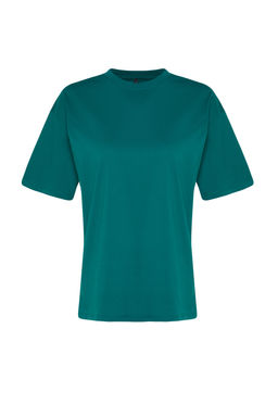 TRENDYOLMILLA Beyaz %100 Pamuk Bisiklet Yaka Oversize/Genis Kal?p Orme T-Shirt TWOSS20TS0134  фото 33