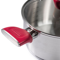 Кастрюля из нержавеющей стали Грейси 5,3л, д24см, h14см, s0,5мм, дно s4мм, стеклянная жаропрочная крышка, стальной обод, пароотвод, капсулированное дно, полировка внешняя - матовая, внутренняя - матовая, мерная шкала, бакелитовые ненагревающиеся ру - Домашняя мода фото 3