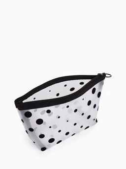 Косметичка DOTs, с рисунком, сетка, на молнии, белая