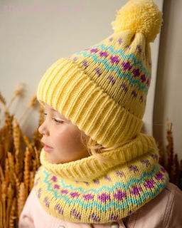 Q 155 D 155 Комплект для девочки флис (колпак+снуд) (52-54)