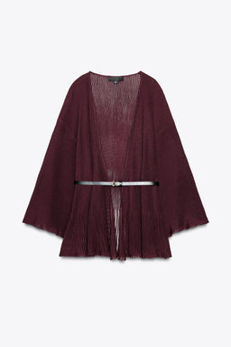 RIB KNIT CARDIGAN WITH BELT - Zara фото 6