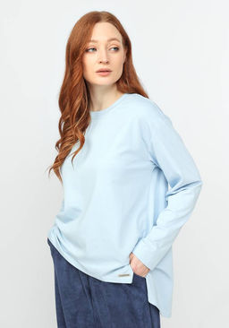 Туника свободного силуэта с разрезами голубой