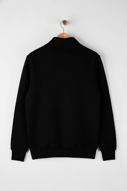 Siyah Regular/Normal Kesim Dokulu Etiket Detayl? Fermuarl? Sweatshirt TMNAW26SW00062 - Trendyolmilla фото 9