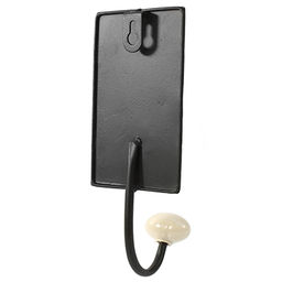 Крючок настенный, декоративный "Вишенка" 7,5х18,5см, керамический наконечник, металл окрашенный, цвет - черный матовый